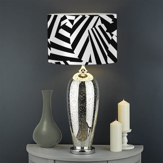 Black And White Dazzle Pattern Print Drum Lamp Shade
