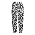 Black And White Dazzle Pattern Print Fleece Lined Knit Pants