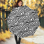 Black And White Dazzle Pattern Print Foldable Umbrella