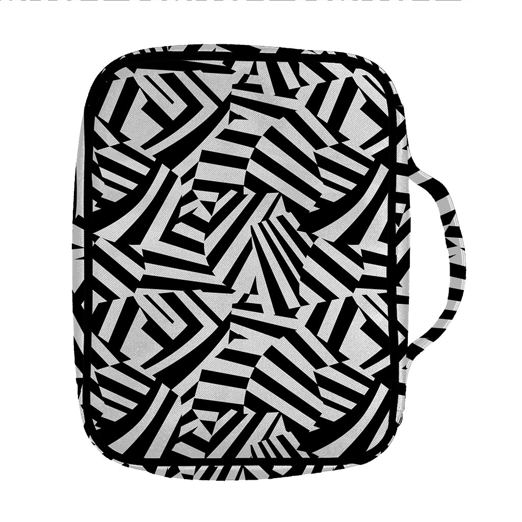 Black And White Dazzle Pattern Print Front Pocket Bible Bag