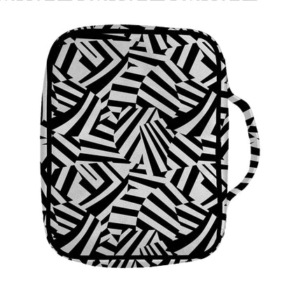Black And White Dazzle Pattern Print Front Pocket Bible Bag