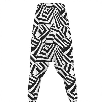 Black And White Dazzle Pattern Print Hammer Pants