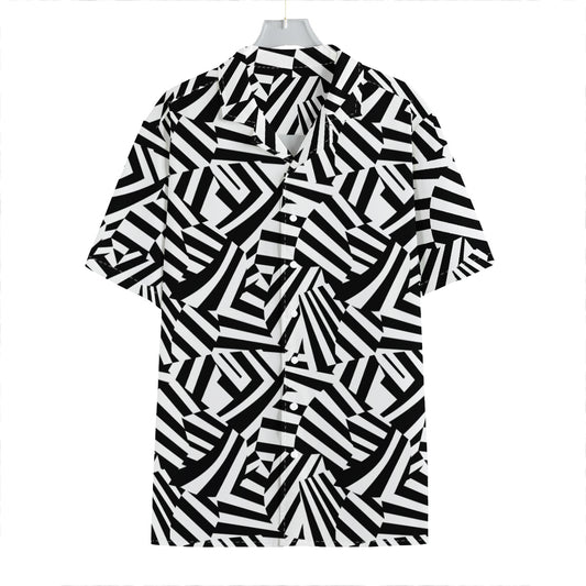 Black And White Dazzle Pattern Print Hawaiian Shirt