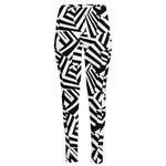 Black And White Dazzle Pattern Print High-Waisted Pocket Leggings