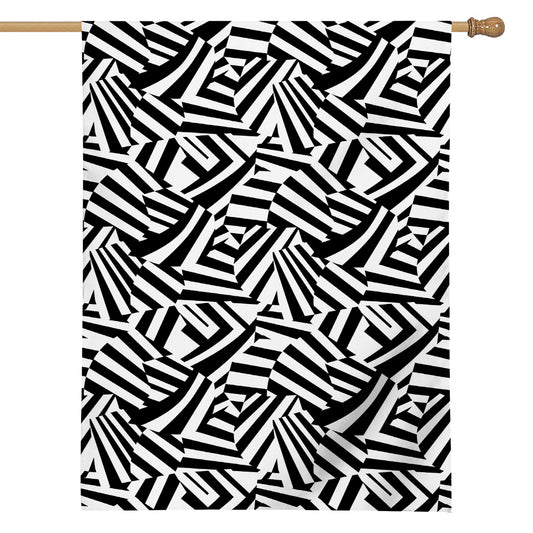 Black And White Dazzle Pattern Print House Flag