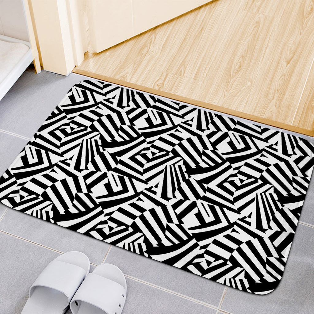 Black And White Dazzle Pattern Print Indoor Door Mat