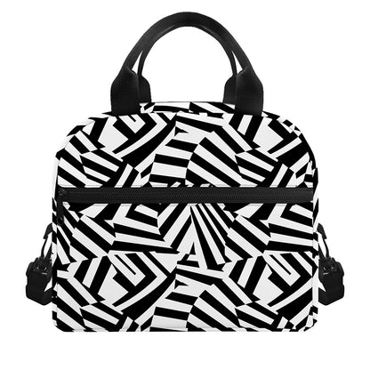 Black And White Dazzle Pattern Print Insulated Lunch Bag