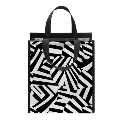 Black And White Dazzle Pattern Print Insulated Lunch Tote