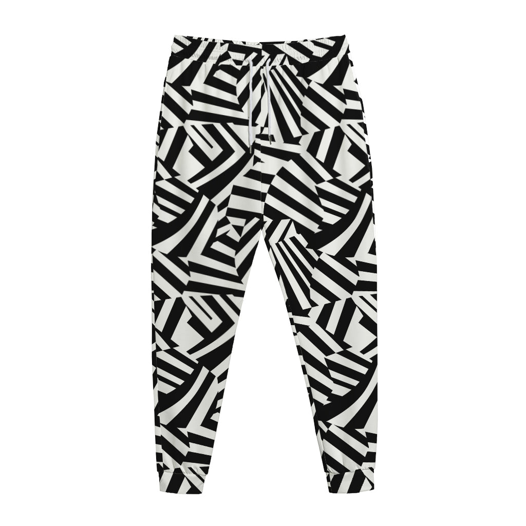 Black And White Dazzle Pattern Print Jogger Pants