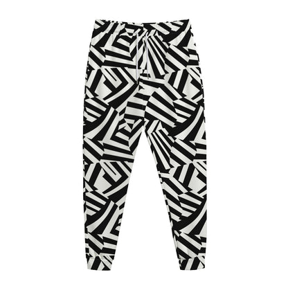 Black And White Dazzle Pattern Print Jogger Pants