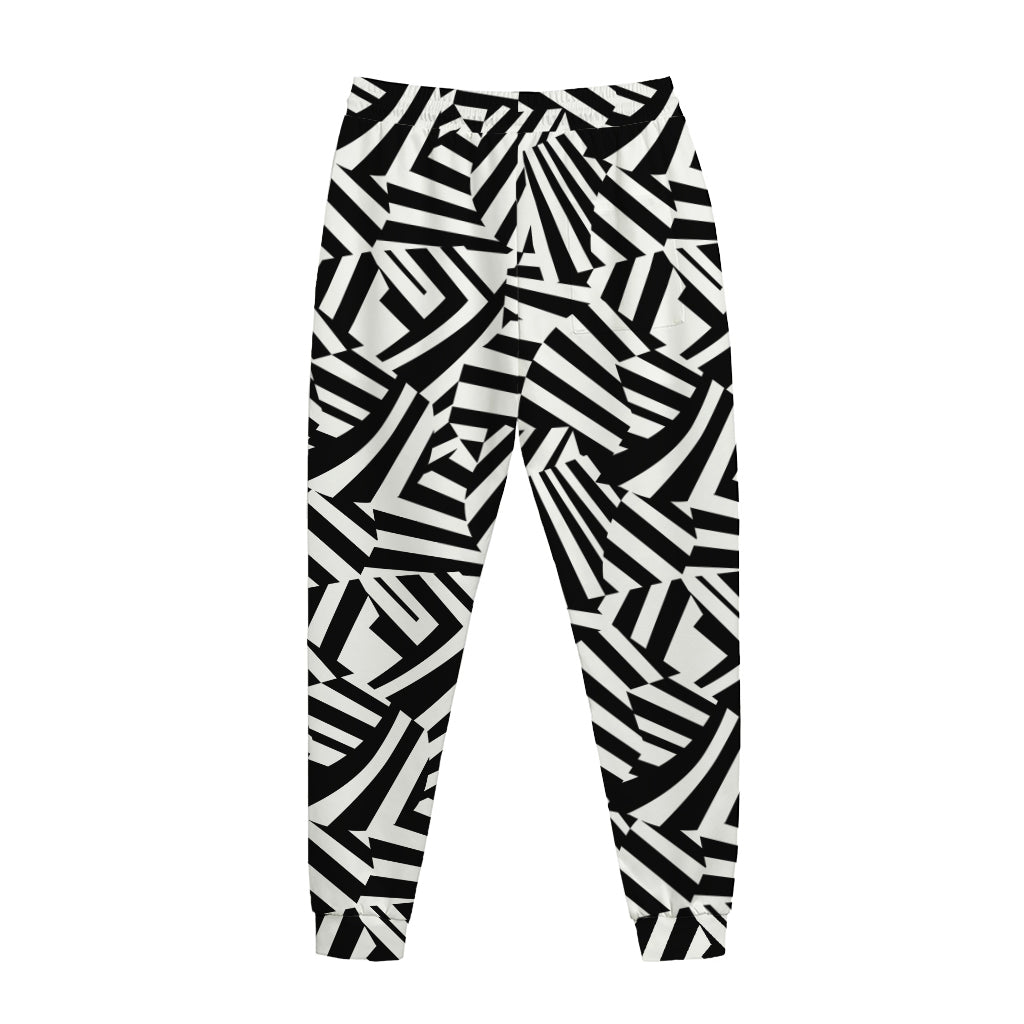 Black And White Dazzle Pattern Print Jogger Pants