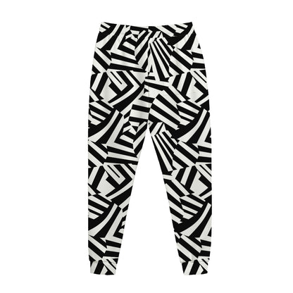 Black And White Dazzle Pattern Print Jogger Pants