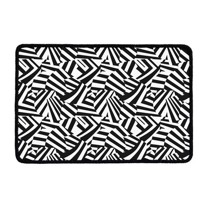 Black And White Dazzle Pattern Print Kitchen Mat