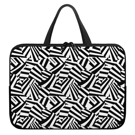 Black And White Dazzle Pattern Print Laptop Sleeve With Handle