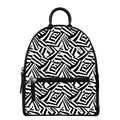 Black And White Dazzle Pattern Print Leather Backpack