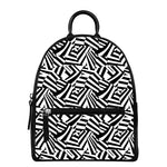 Black And White Dazzle Pattern Print Leather Backpack