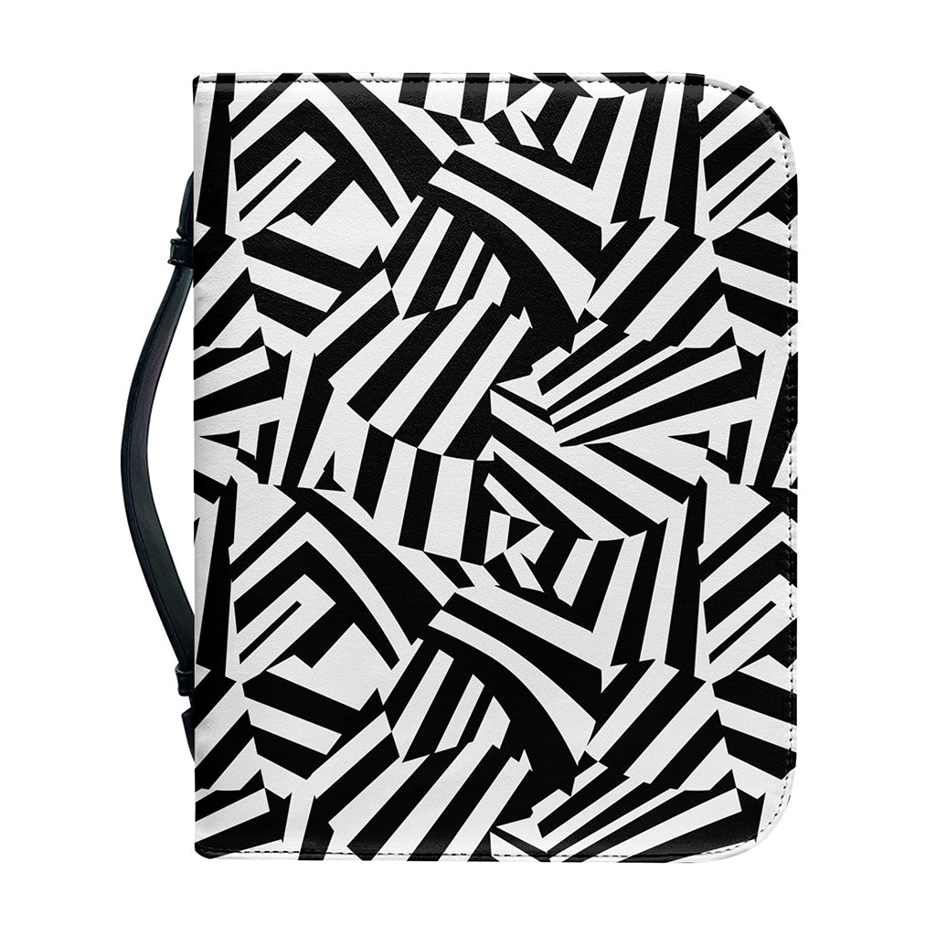 Black And White Dazzle Pattern Print Leather Bible Cover