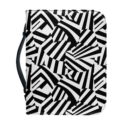 Black And White Dazzle Pattern Print Leather Bible Cover