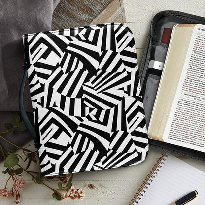 Black And White Dazzle Pattern Print Leather Bible Cover