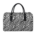 Black And White Dazzle Pattern Print Leather Duffel Bag