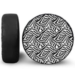 Black And White Dazzle Pattern Print Leather Spare Tire Cover