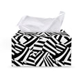 Black And White Dazzle Pattern Print Leather Tissue Box Cover