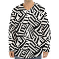 Black And White Dazzle Pattern Print Long Sleeve Baseball Jersey