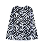 Black And White Dazzle Pattern Print Long Sleeve Short Coat