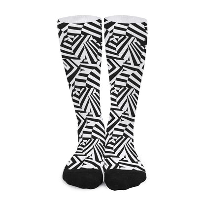 Black And White Dazzle Pattern Print Long Socks