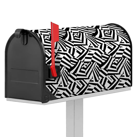 Black And White Dazzle Pattern Print Mailbox Cover