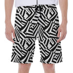 Black And White Dazzle Pattern Print Men's Beach Shorts