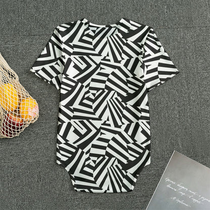 Black And White Dazzle Pattern Print Men's Bodysuit