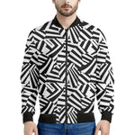 Black And White Dazzle Pattern Print Men's Bomber Jacket