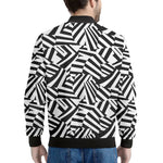 Black And White Dazzle Pattern Print Men's Bomber Jacket