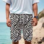 Black And White Dazzle Pattern Print Men's Cargo Shorts