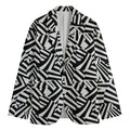 Black And White Dazzle Pattern Print Men's Cotton Blazer