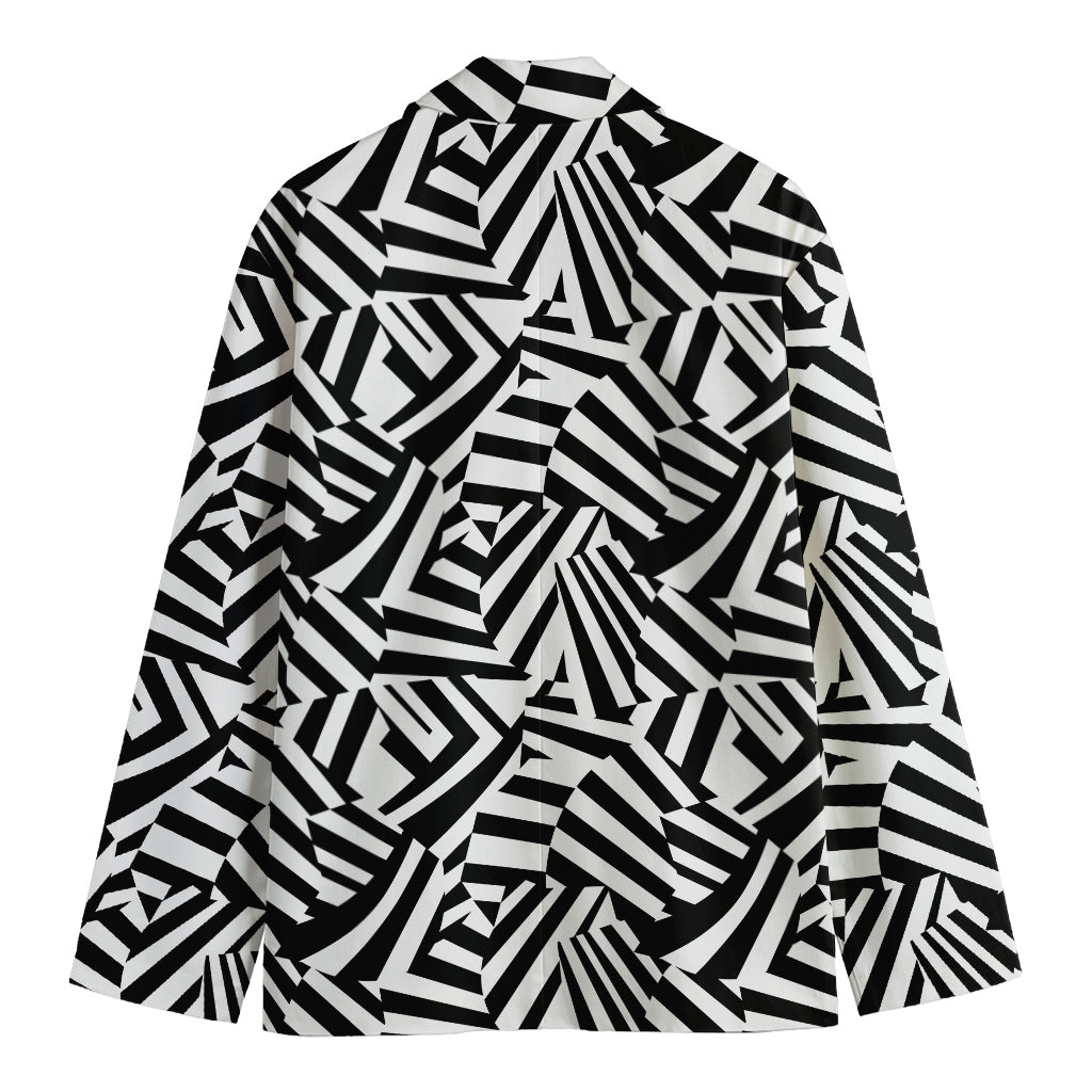 Black And White Dazzle Pattern Print Men's Cotton Blazer