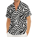 Black And White Dazzle Pattern Print Men's Deep V-Neck Shirt