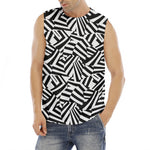 Black And White Dazzle Pattern Print Men's Fitness Tank Top
