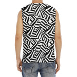 Black And White Dazzle Pattern Print Men's Fitness Tank Top
