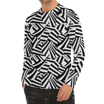 Black And White Dazzle Pattern Print Men's Long Sleeve Rash Guard