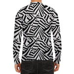 Black And White Dazzle Pattern Print Men's Long Sleeve Rash Guard