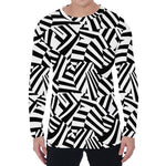Black And White Dazzle Pattern Print Men's Long Sleeve T-Shirt