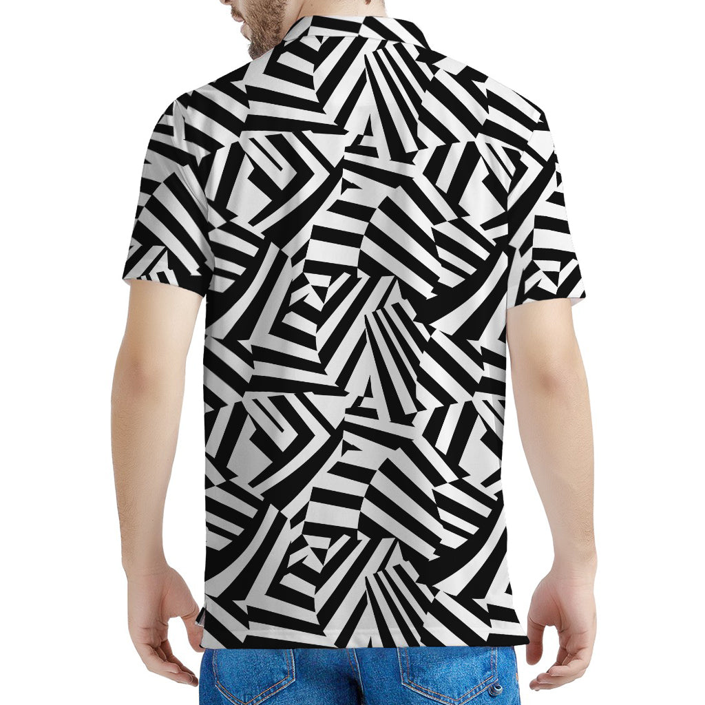 Black And White Dazzle Pattern Print Men's Polo Shirt