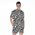 Black And White Dazzle Pattern Print Men's Romper