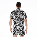 Black And White Dazzle Pattern Print Men's Rompers