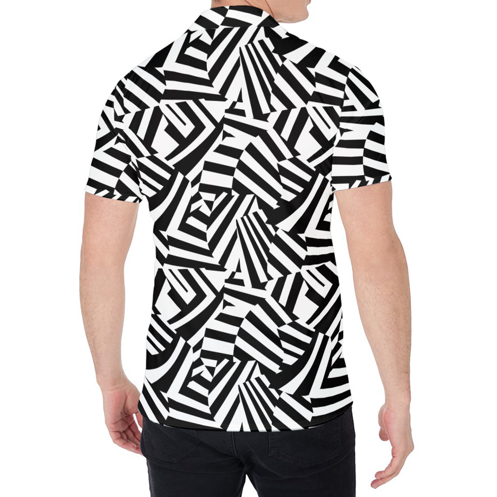 Black And White Dazzle Pattern Print Men's Shirt