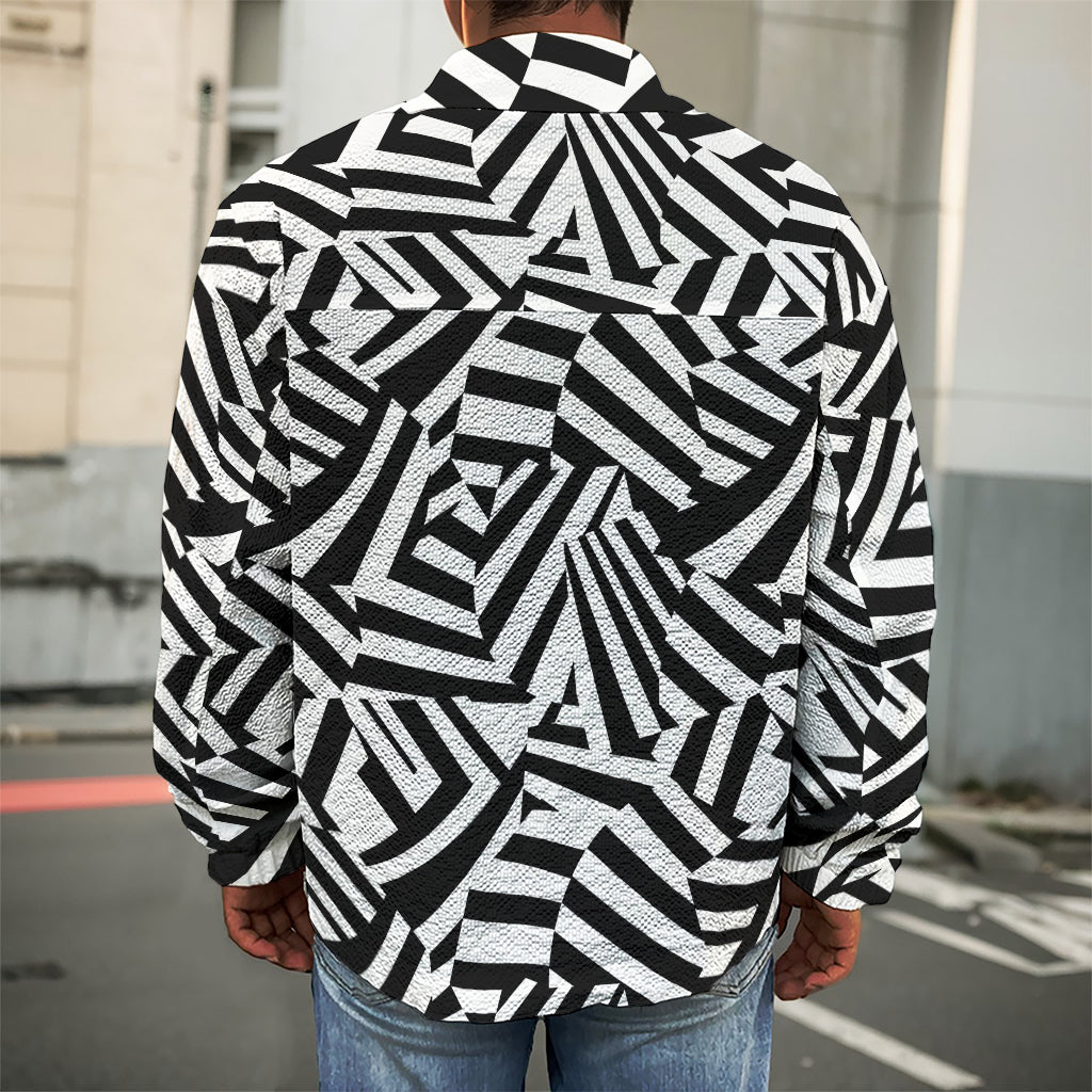Black And White Dazzle Pattern Print Men's Shirt Jacket