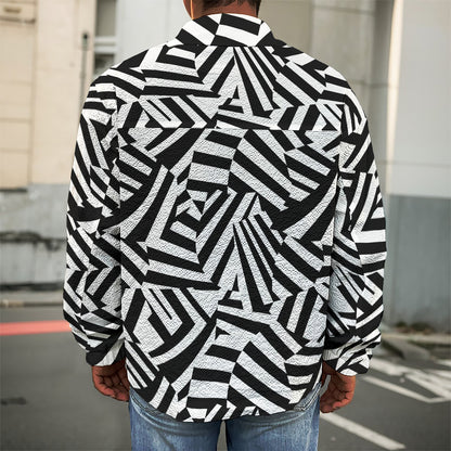 Black And White Dazzle Pattern Print Men's Shirt Jacket