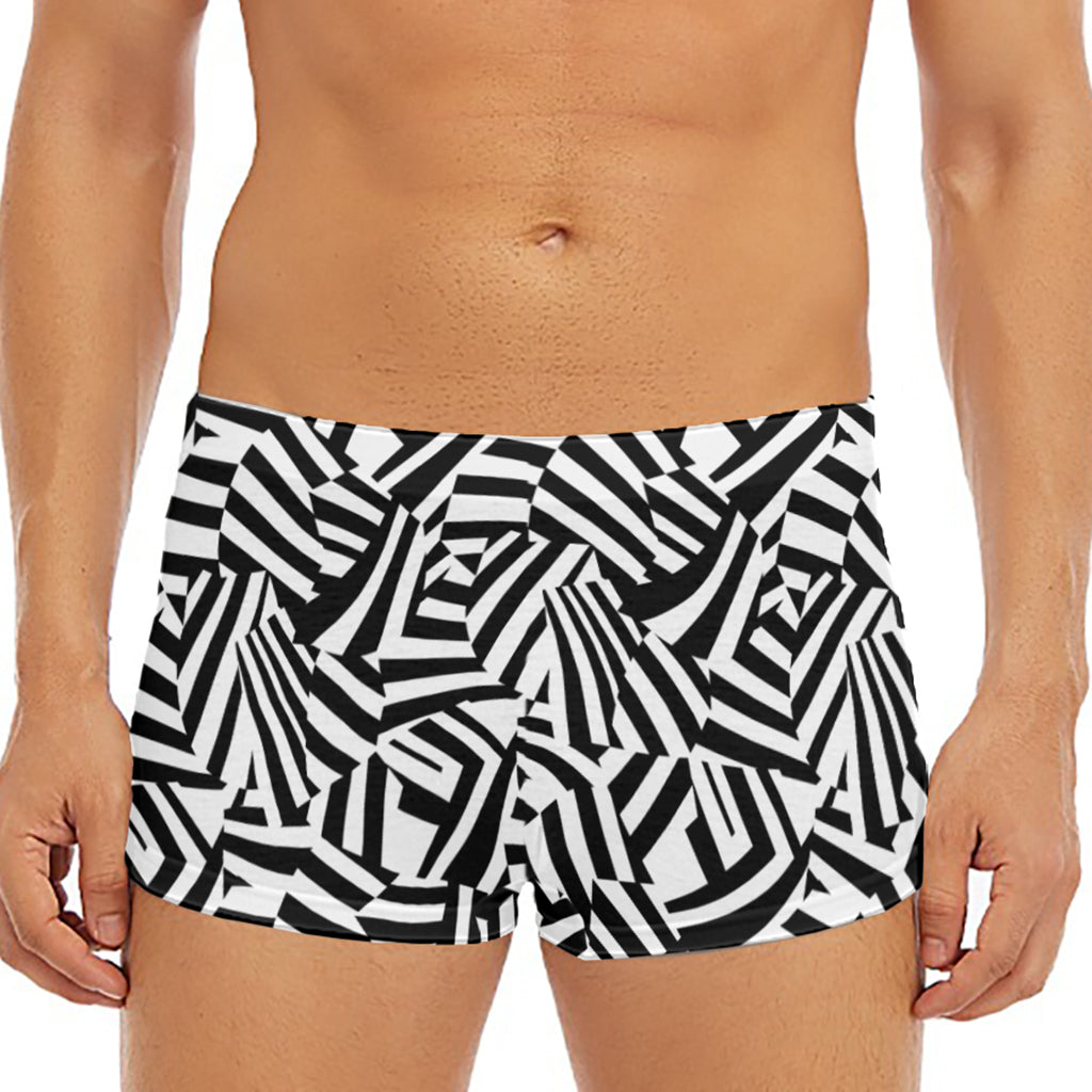 Black And White Dazzle Pattern Print Men's Short Boxer Briefs
